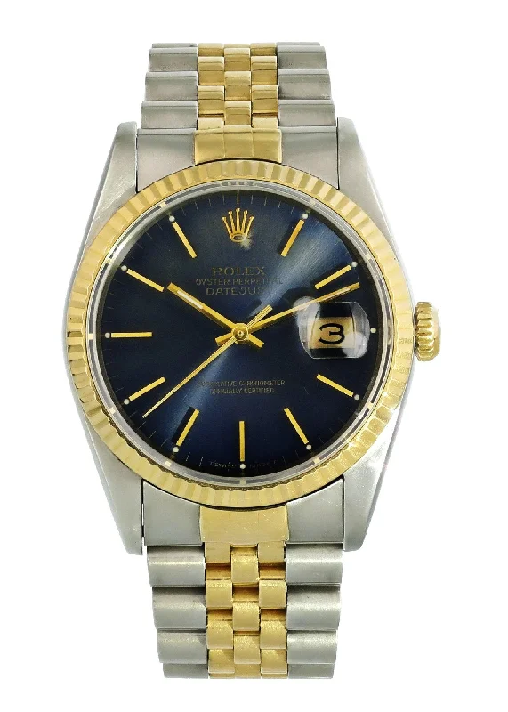 Rolex Datejust 16233 Blue Dial Mens Watch