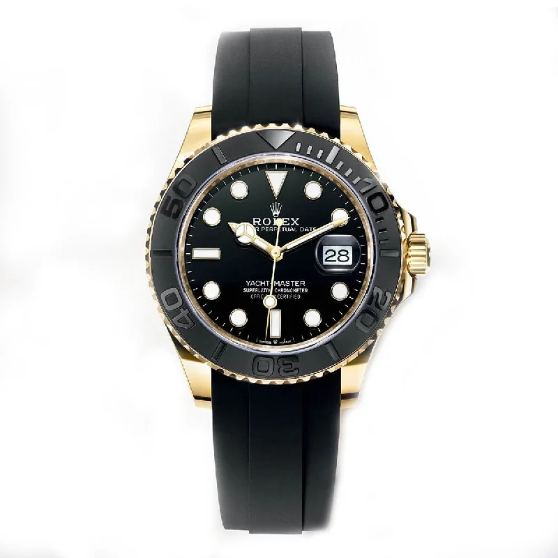 Rolex Yacht-Master 42 Yellow Gold Yacht-Master 42 Watch - Black Dial - Oysterflex Strap 226658