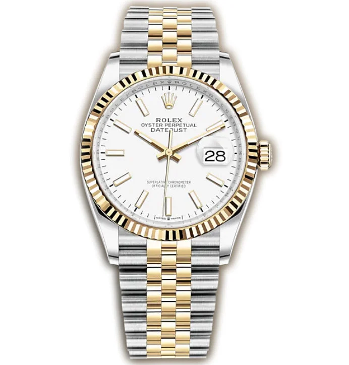 36mm Steel & Yellow Gold Fluted Bezel White Index Dial Jubilee Bracelet