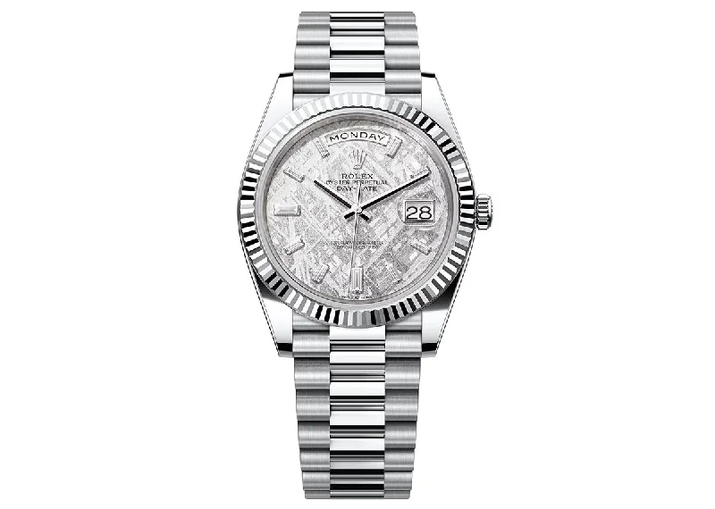 Rolex Day-Date 40mm 228236 Platinum President Diamond-Set Meteorite Dial