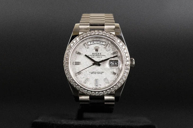 Rolex<br>228349RBR DayDate 40 White Gold Diamond Bezel Meteorite Diamond Dial