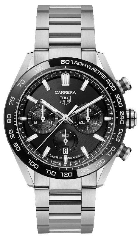 TAG Heuer Carrera Automatic Chronograph Stainless Steel Black Dial Date Mens Watch CBN2A1B.BA0643