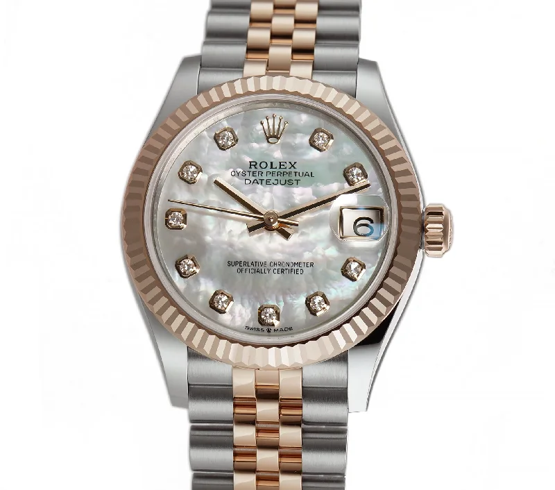 31mm Steel Everose Gold MOP Mother of Pearl Diamond Dial Jubilee