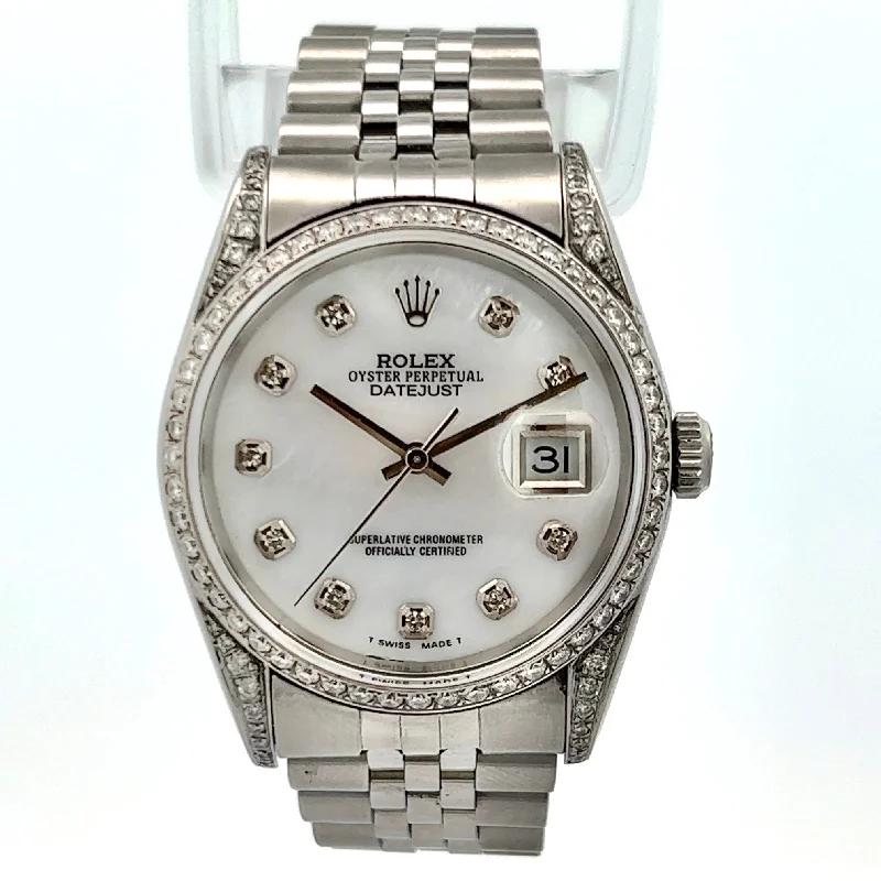 ROLEX DATEJUST Automatic 34mm Steel Diamond Watch