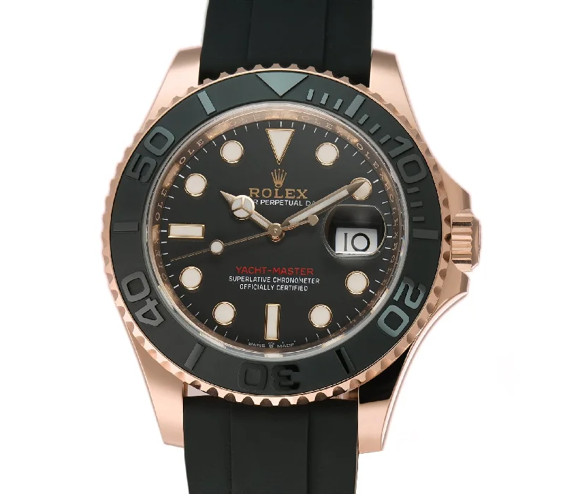 40mm 18k Eversose Gold Ceramic Bezel Black Dial Oysterflex