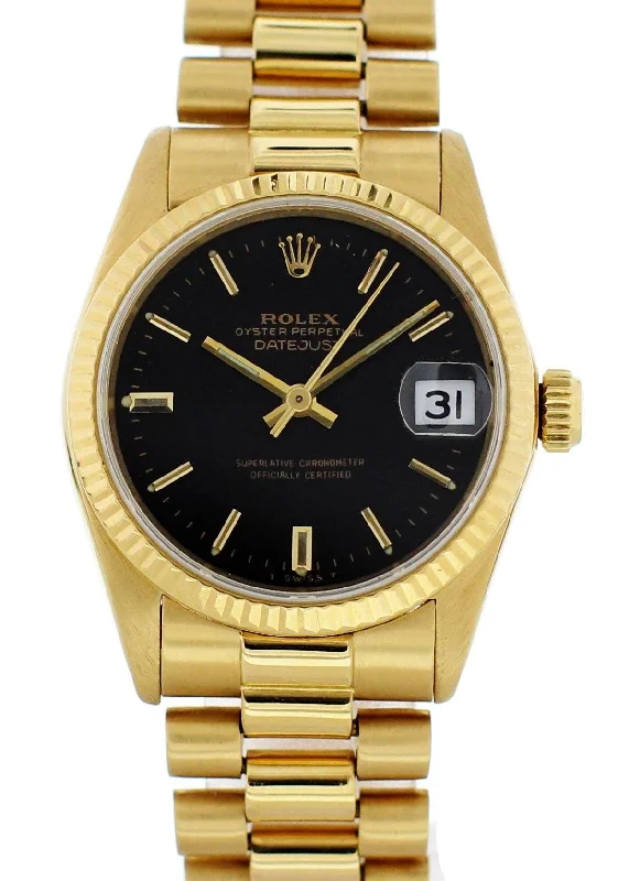 Rolex Oyster Perpetual Midsize Datejust 6827 18k Yellow Gold Ladies Watch