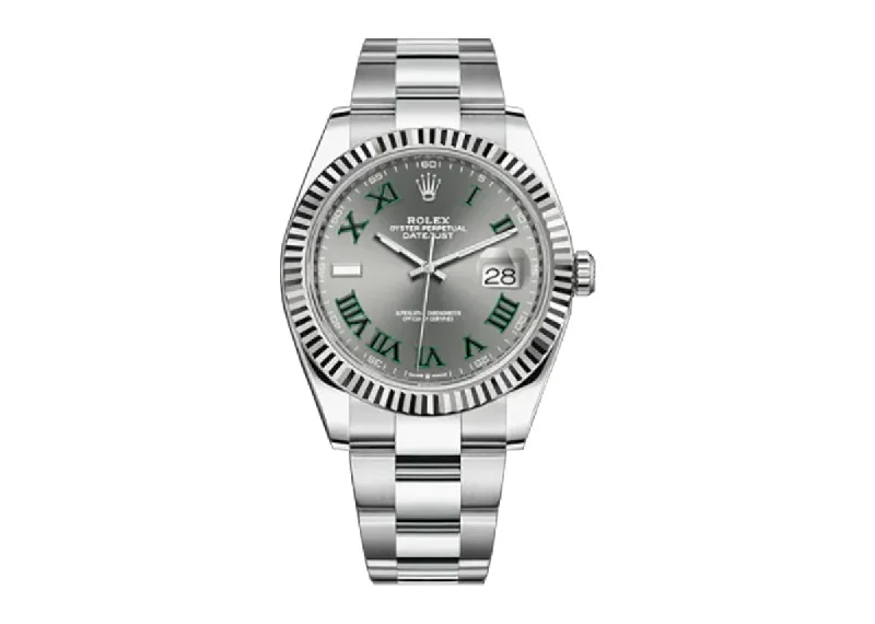 Rolex Datejust 41mm 126334 Oystersteel Fluted Wimbledon Slate Dial