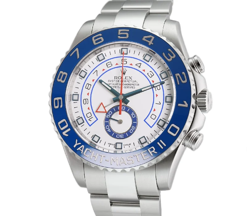 44mm Regatta Chronograph Steel Blue Ceramic Bezel Blue Hands