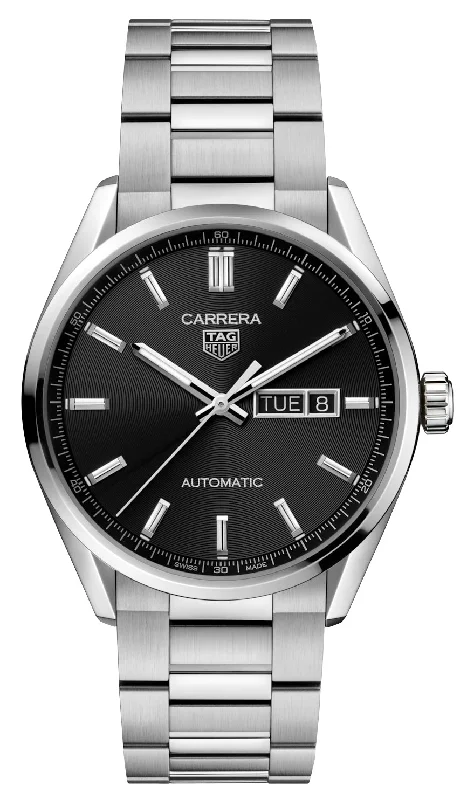 TAG Heuer Carrera Automatic Stainless Steel Black Dial Day/Date Mens Watch WBN2010.BA0640