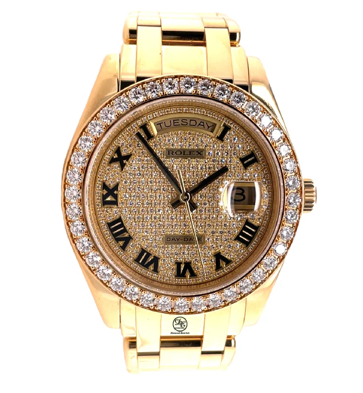 Rolex Masterpiece 18948 Day- Date18K Yellow Gold Rare FACTORY Pave Diamond Dial & Bezel