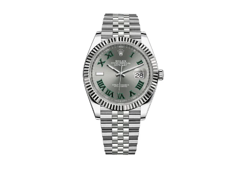 Rolex Datejust 41mm 126334 Oyster Jubilee Fluted Wimbledon Slate Dial