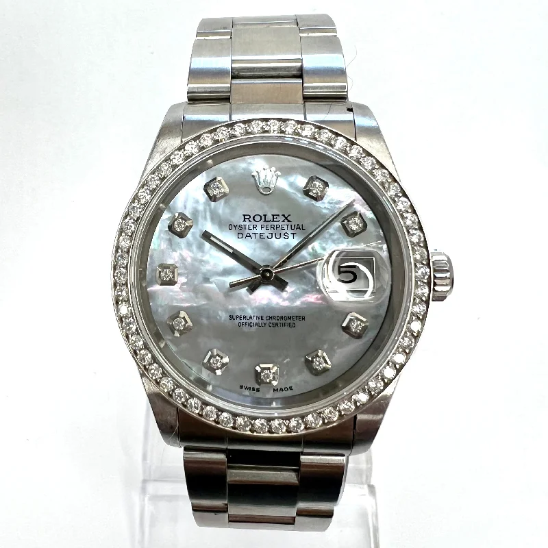 ROLEX Oyster Perpetual DATEJUST Automatic 36mm Steel Diamond Watch