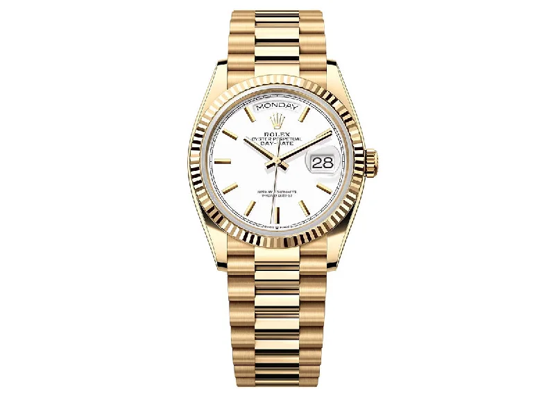 Rolex Day-Date 36mm 128238 Yellow Gold President White Dial