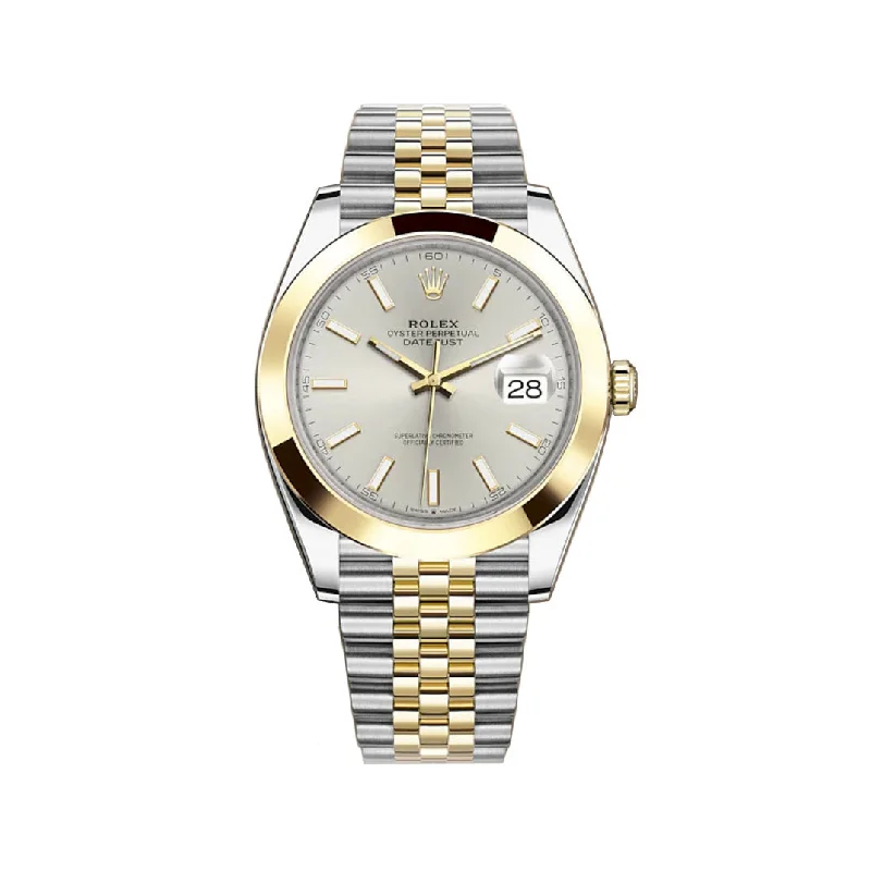 41mm Steel & Yellow Gold Silver Index Dial Jubilee Bracelet