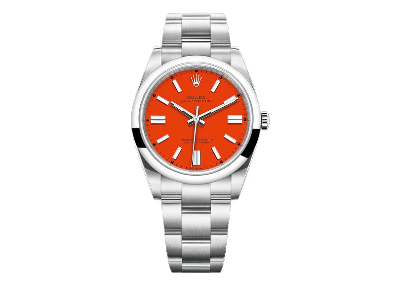 Rolex Oyster Perpetual 41mm 124300 Oystersteel Coral Red Dial