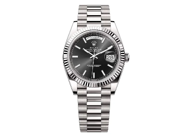 Rolex Day-Date 40mm 228239 White Gold President Black Dial