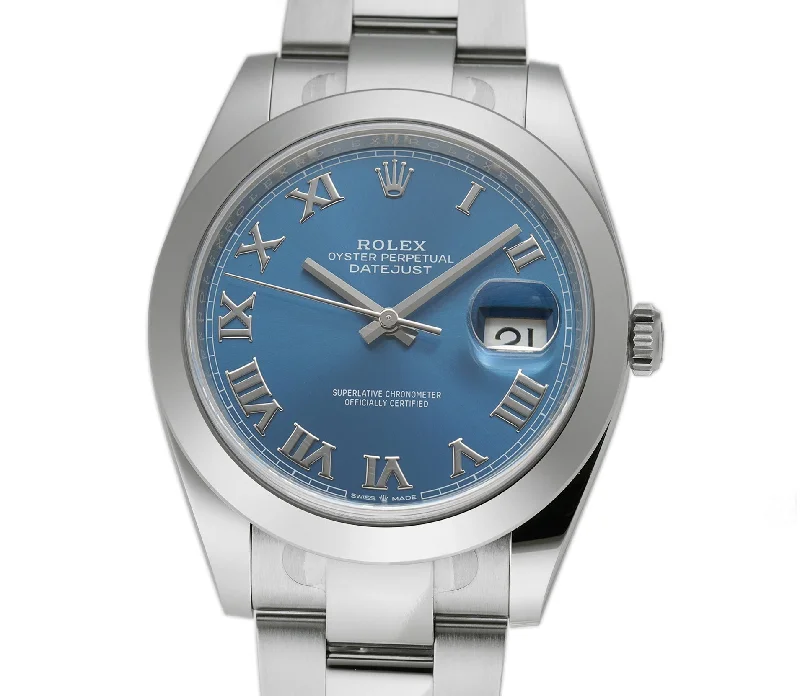 Steel 41mm Blue Roman Dial Oyster Bracelet