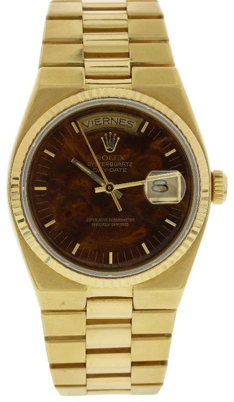 Rolex Oysterquartz Day-Date 18K YG 19018 Wood Dial