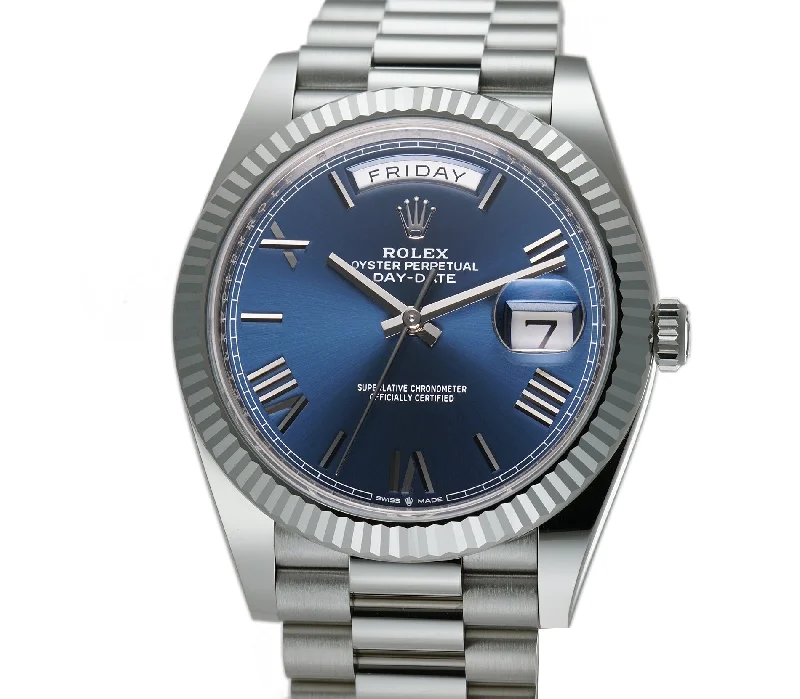 40mm 18k White Gold President Blue Dial