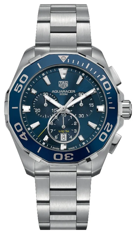 TAG Heuer Aquaracer Chronograph Stainless Steel Blue Dial Date Divers Quartz Mens Watch CAY111B.BA0927