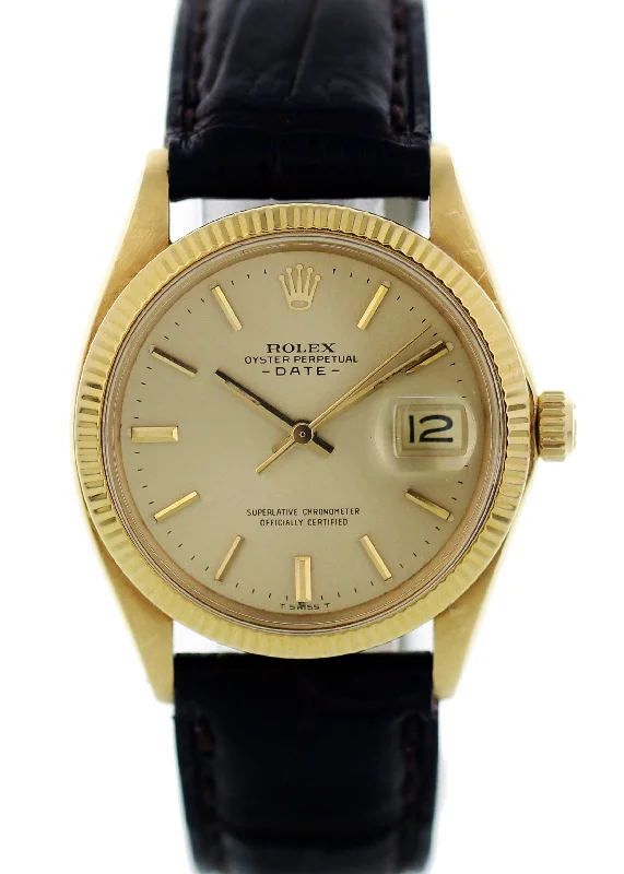 Vintage Rolex Oyster Perpetual Date 1503 18K Yellow Gold Watch