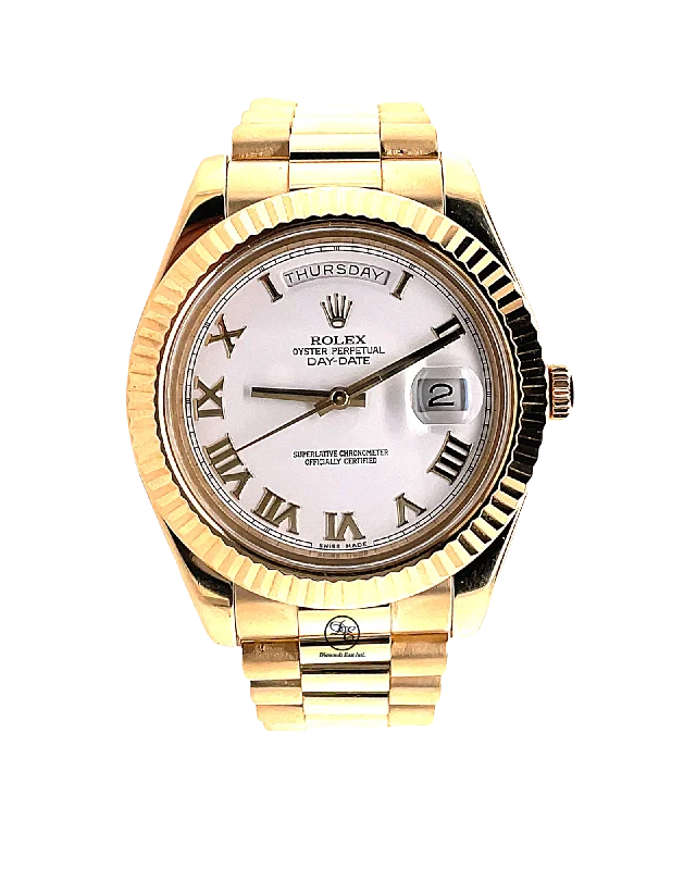 Rolex Day-Date II 41mm President 218238 18K Yellow Gold White Roman