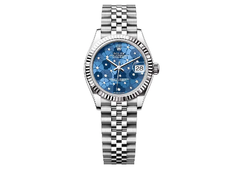 Rolex DateJust 31mm 278274 Oystersteel Jubilee Azzurro Blue Floral Motif Dial