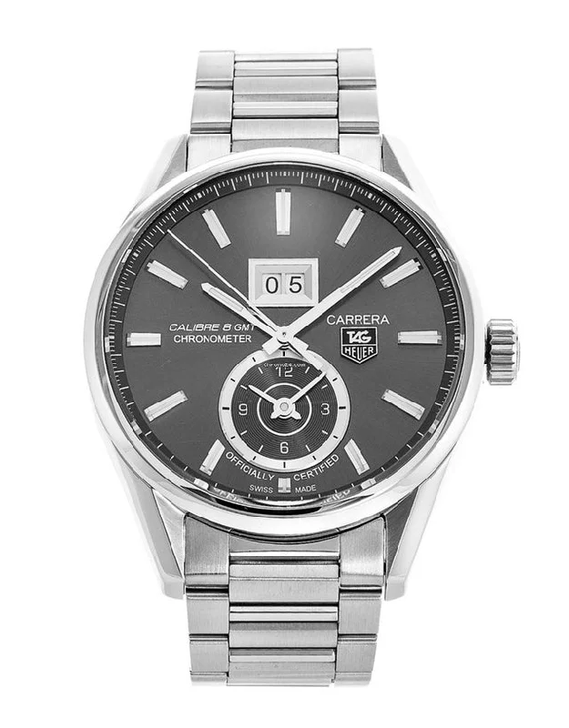 Tag Heuer Carrera Calibre 8 Gmt Grey Dial Stainless Steel Mens Watch