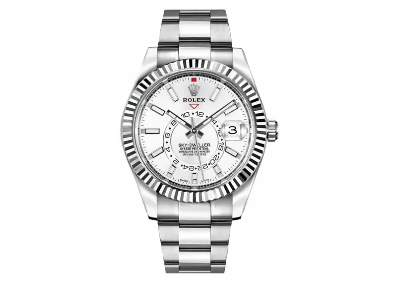 Rolex Sky-Dweller 42mm 326934 Oystersteel Fluted Bezel White Dial