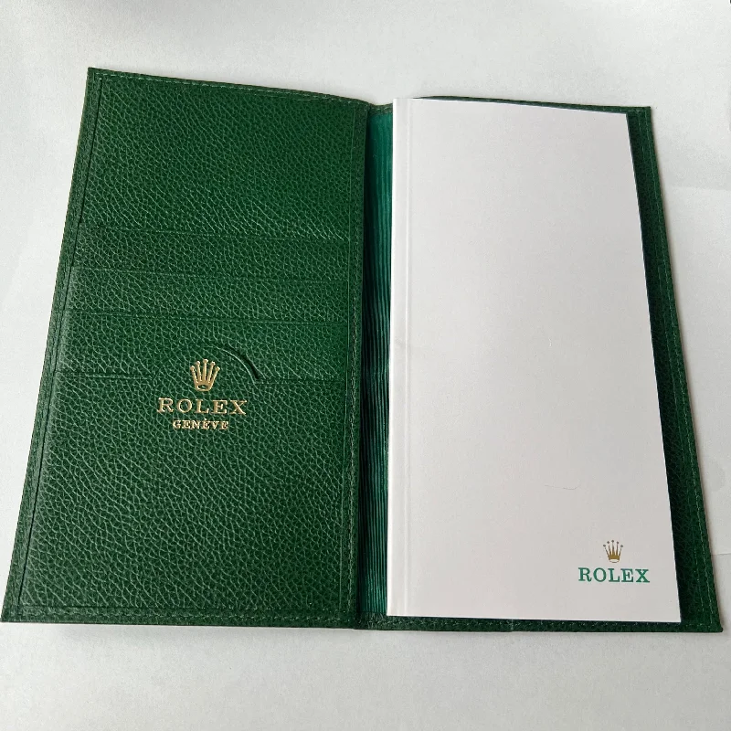 ROLEX Green Genuine Leather Notebook 7.20x3.90 inches 2 Sets of Pages