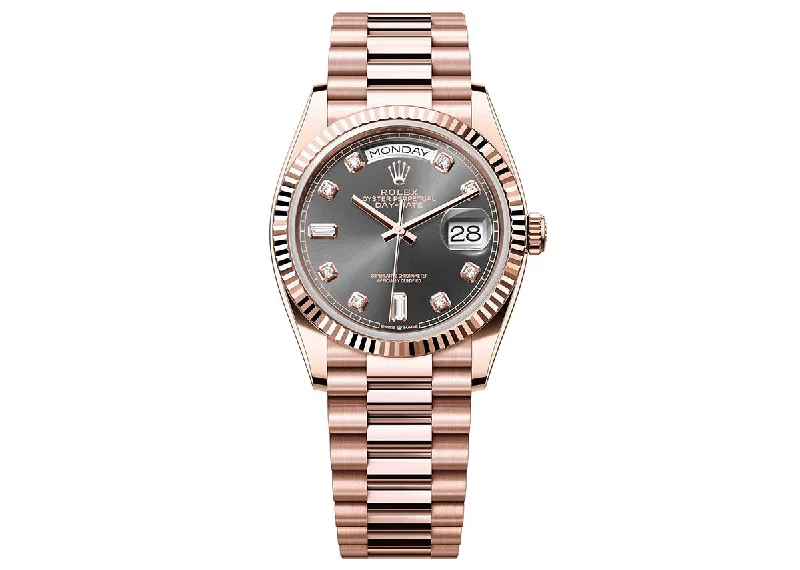 Rolex Day-Date 36mm 128235 Everose Gold President Slate Diamond Dial